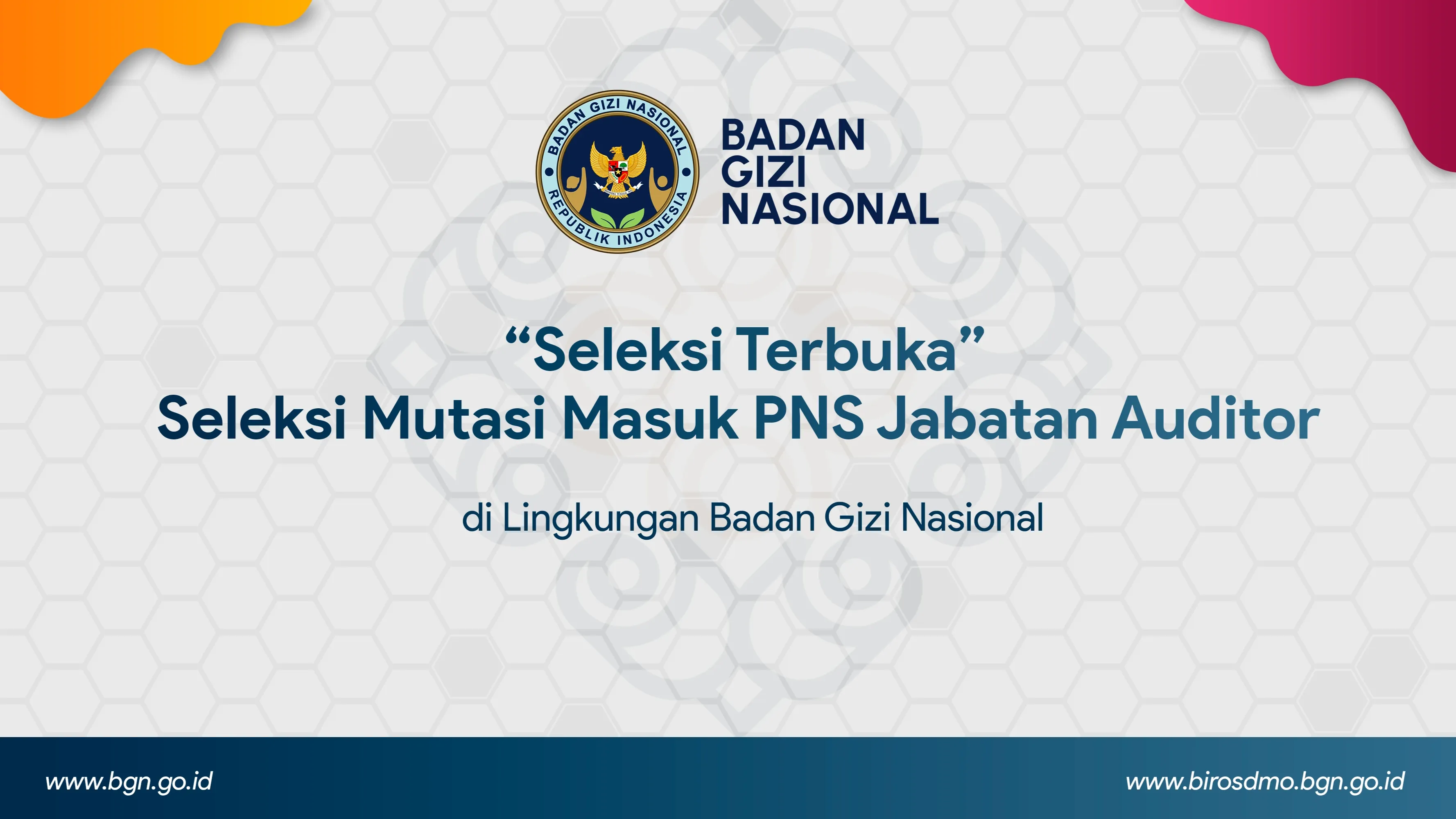 picture-Seleksi Terbuka - Seleksi Mutasi Masuk PNS Jabatan Auditor di Lingkungan Badan Gizi Nasional Gunungsitoli